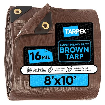Tarpex 8 ft. x 10 ft. Super Heavy-Duty 16 Mil Poly Tarp, Brown