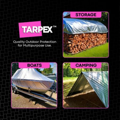 Image showing 5 th Tarpex 50 ft. x 100 ft. Waterproof Heavy-Duty 10 Mil Polyethylene Tarp, Silver/Black