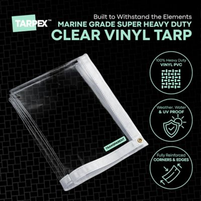 Image showing  8 ft. x 14 ft. 20 Mil Super Heavy-Duty PVC Vinyl Tarp, Transparent Clear