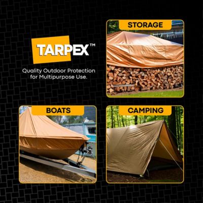 Image showing 5 th Tarpex 16 ft. x 20 ft. Extra Heavy-Duty Weatherproof Tarp, Tan