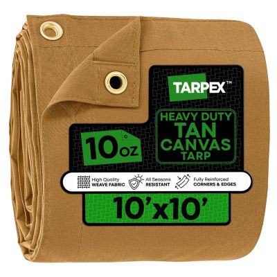 Tarpex 10 ft. x 10 ft. 10 oz. Canvas Tarp, Tan