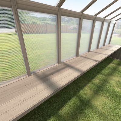 Image showing  160.79 in. W x 18.98 in. D Fir Wood Floating Shelf Greenhouse Accessory for Plants