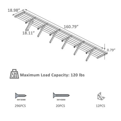 Image showing  160.79 in. W x 18.98 in. D Fir Wood Floating Shelf Greenhouse Accessory for Plants
