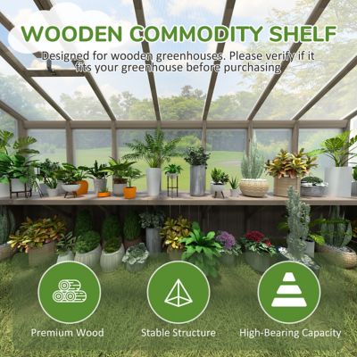 Image showing  160.79 in. W x 18.98 in. D Fir Wood Floating Shelf Greenhouse Accessory for Plants