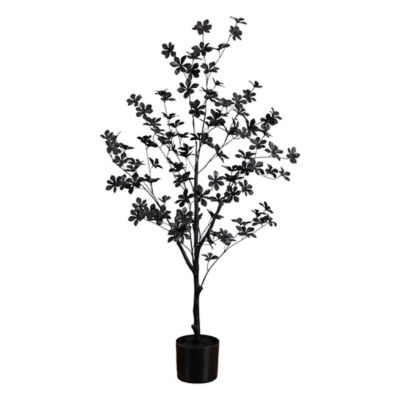 Nearly Natural 4 ft. Artificial Halloween Black Enkianthus Tree