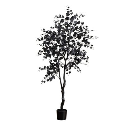 Nearly Natural 6 ft. Artificial Halloween Black Maple Tree