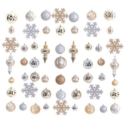 Nearly Natural Holiday Deluxe Shatterproof, 81 ct. Christmas Tree Ornament Box Set, Container