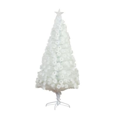 Nearly Natural 6 ft. Pre-Lit Fiber Optic Artificial White Christmas Tree with Star Tree Topper