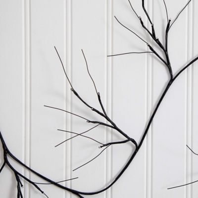 Image showing  6.5 ft. Pre-Lit Artificial Halloween Black Twig Garland with 48 Purple LED Lights