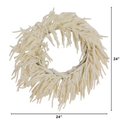 Image showing  24 in. Artificial Real Touch White Norfolk Island Pine Wreath with Natural Look
