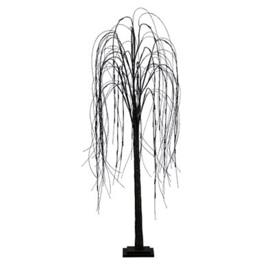 Nearly Natural 5 ft. Pre-Lit Halloween Black Willow Artificial Fall Tree with 144 Orange and Purple LED Lights