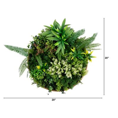 Image showing  20 in. UV Resistant Artificial Queensland Rainforest Living Wall Art Panel in Gold Aluminum Frame (In/Outdoor)