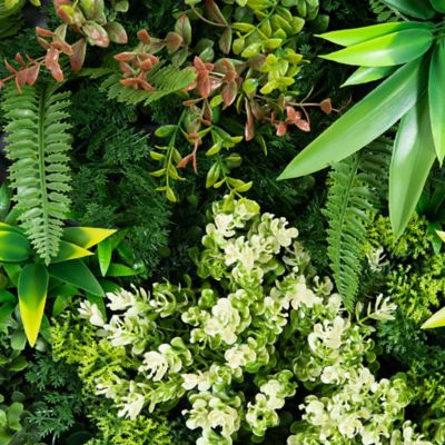 Image showing  20 in. UV Resistant Artificial Queensland Rainforest Living Wall Art Panel in Gold Aluminum Frame (In/Outdoor)