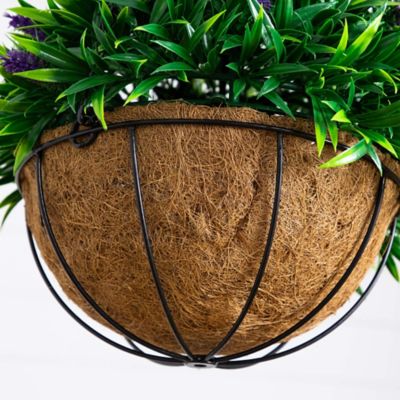 Image showing  18 in. UV Resistant Artificial Lavender Hanging Basket (Indoor/Outdoor)