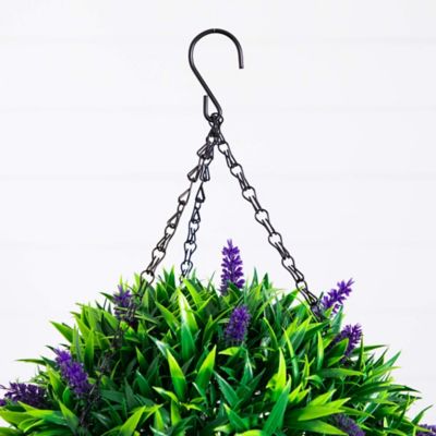 Image showing  18 in. UV Resistant Artificial Lavender Hanging Basket (Indoor/Outdoor)