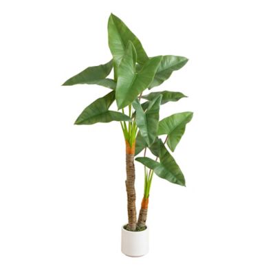Nearly Natural 5.5 ft. Artificial Arrowhead Philodendron in White Decorative Planter