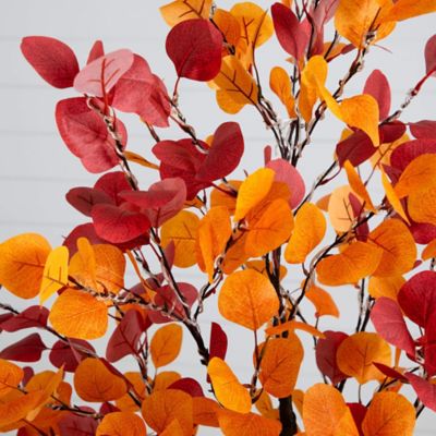 Image showing  5 ft. Pre-Lit Bright Autumn Eucalyptus Artificial Fall Tree with 300 Warm White LED Lights