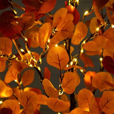 Image showing  5 ft. Pre-Lit Bright Autumn Eucalyptus Artificial Fall Tree with 300 Warm White LED Lights