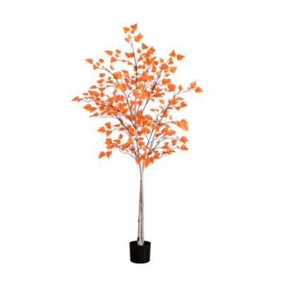 Nearly Natural 6 ft. Autumn Paper Birch Artificial Fall Tree