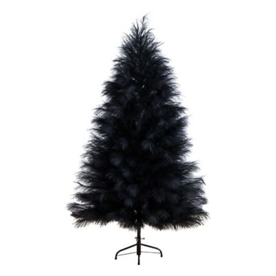 Nearly Natural 6 ft. Artificial Halloween Black Pampas Grass Christmas Tree
