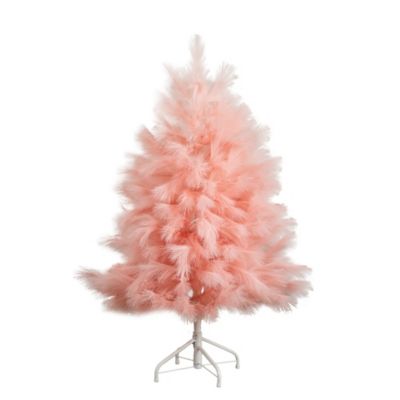 Nearly Natural 4 ft. Artificial Pink Pampas Grass Christmas Tree