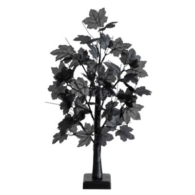 Nearly Natural 2 ft. Pre-Lit Artificial Halloween Black Maple Tree with 24 Orange & Purple LED Lights