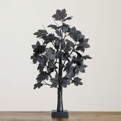Image showing  2 ft. Pre-Lit Artificial Halloween Black Maple Tree with 24 Orange & Purple LED Lights