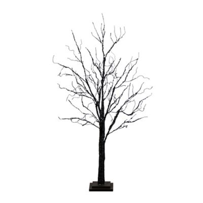 Nearly Natural 4 ft. Pre-Lit Halloween Black Twig Artificial Tree with 180 Orange & Purple LED Lights