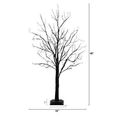 Image showing  4 ft. Pre-Lit Halloween Black Twig Artificial Tree with 180 Orange & Purple LED Lights