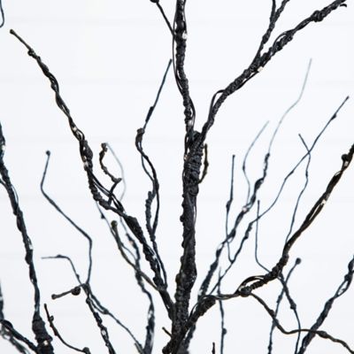 Image showing  4 ft. Pre-Lit Halloween Black Twig Artificial Tree with 180 Orange & Purple LED Lights