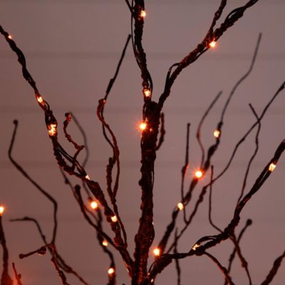 Image showing  4 ft. Pre-Lit Halloween Black Twig Artificial Tree with 180 Orange & Purple LED Lights