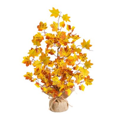 Nearly Natural 18 in. Pre-Lit Autumn Maple Artificial Fall Tree with 30 LED String Lights in Burlap Wrapped Base