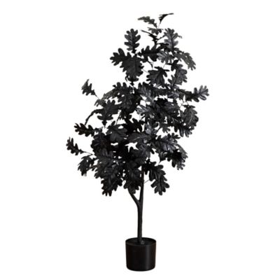 Nearly Natural 4 ft. Artificial Halloween Black Oak Tree