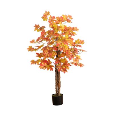 Nearly Natural 4 ft. Autumn Deluxe Maple Artificial Fall Tree
