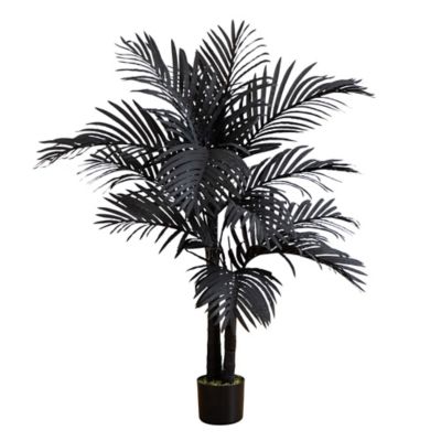 Nearly Natural 4 ft. Artificial Halloween Black Golden Cane Tree