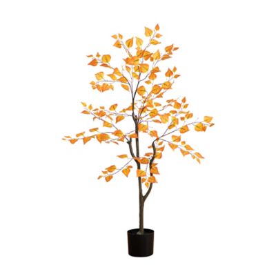 Nearly Natural 4 ft. Autumn Birch Leaf Artificial Fall Tree
