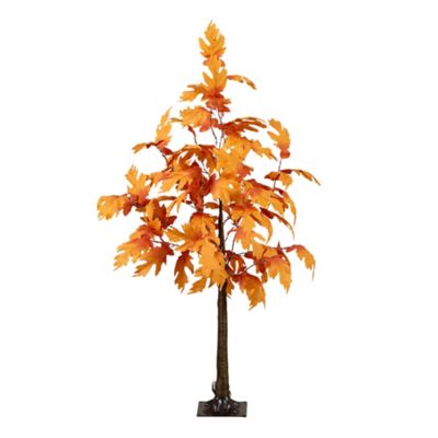 Nearly Natural 4 ft. Pre-Lit Autumn Maple Artificial Fall Tree with 180 Warm White LED Lights
