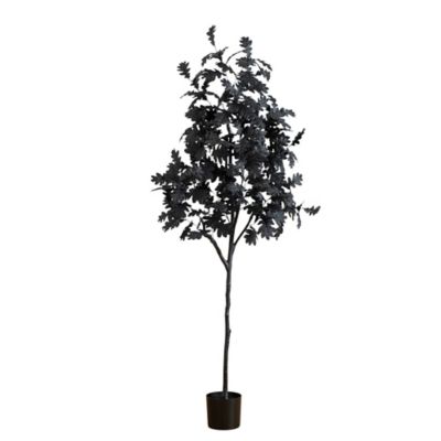 Nearly Natural 6 ft. Artificial Halloween Black Oak Tree