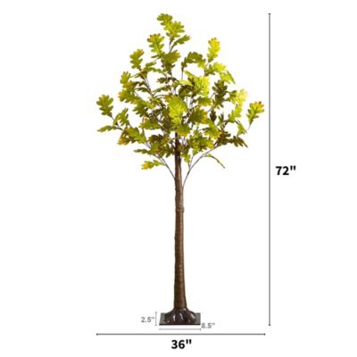 Image showing  6 ft. Pre-Lit Green Autumn Oak Artificial Fall Tree with 250 Warm White LED Lights