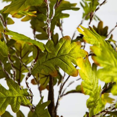 Image showing  6 ft. Pre-Lit Green Autumn Oak Artificial Fall Tree with 250 Warm White LED Lights