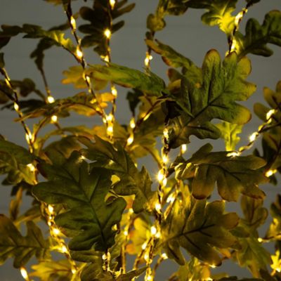 Image showing  6 ft. Pre-Lit Green Autumn Oak Artificial Fall Tree with 250 Warm White LED Lights