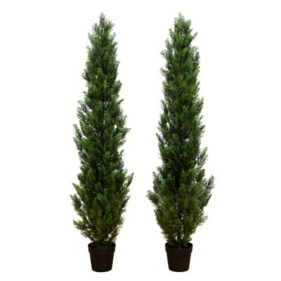 Nearly Natural 6 ft. Artificial Topiary Cedar Tree UV Resistant (Indoor/Outdoor) - Set of 2