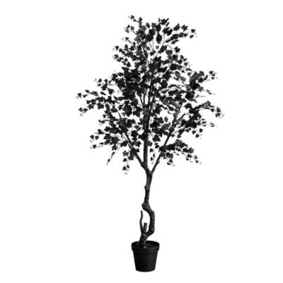 Nearly Natural 7 ft. Artificial Halloween Black Maple Tree