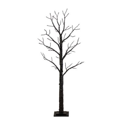 Nearly Natural 5 ft. Pre-Lit Artificial Halloween Twig Tree with 360 Orange & Purple LED Lights