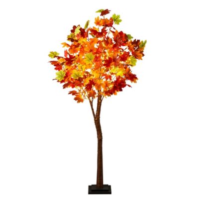 Nearly Natural 5 ft. Pre-Lit Shades of Autumn Maple Artificial Fall Tree with 270 Warm White LED Lights