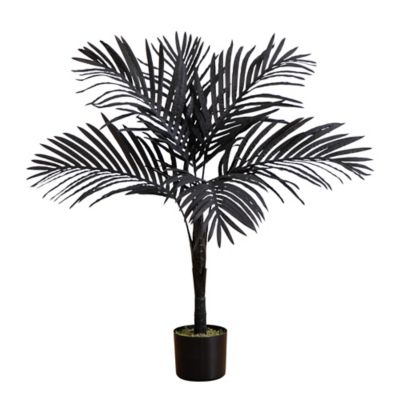 Nearly Natural 3 ft. Artificial Halloween Black Golden Cane Tree