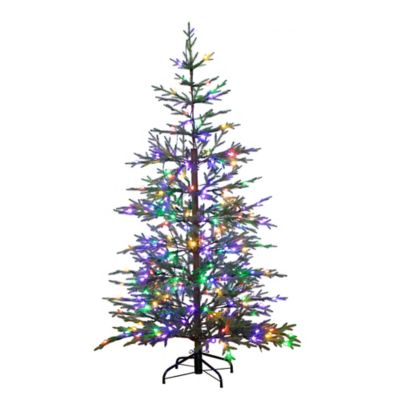 Nearly Natural 6 ft. Pre-Lit Artificial Natural Fresh Cut Fir Christmas Tree with 230 Color Changing LED Dewdrop Lights