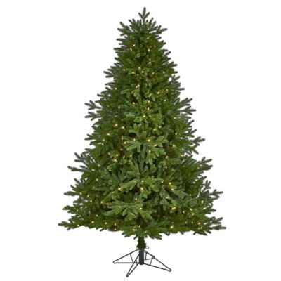 Nearly Natural 7 ft. Nova Scotia Fir Real Touch Faux Christmas Tree with Warm White LED Lights and Bendable Branches