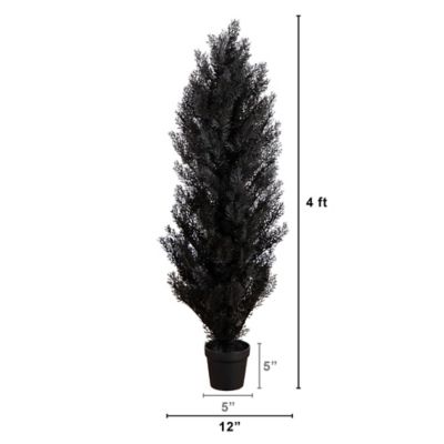 Image showing  4 ft. UV Resistant Artificial Halloween Black Cedar Tree (Indoor/Outdoor)