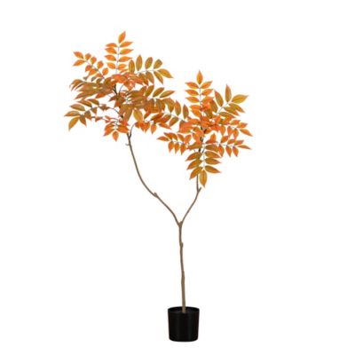 Nearly Natural 4 ft. Autumn Minimalist Sumac Artificial Fall Tree